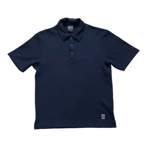 Vintage Nike Court Heritage Navy Blue Polo Tennis Shirt Mens Small Waffel 90s - Picture 1 of 11