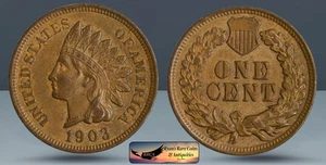 1903 Indian Head Cent, Penny, Uncirculated, Light Hairline on Obverse, C8471 - Picture 1 of 4