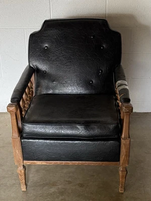 MCM Mid Century Modern Black Cigar Chair Vintage Madmen Style - Image 1 of 4