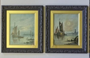 George Stanfield Walters(1838-1924) Pair of Antique oil on board river scenes - Picture 1 of 7