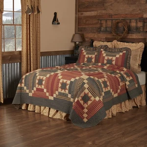 Primitive Luxury King Quilt Tan Patchwork Maisie Cotton Bedroom Decor VHC Brands - Picture 1 of 6
