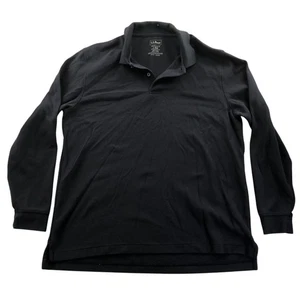 L.L. Bean Mens Rugby Polo Shirt Large Black Long Sleeve Traditional Fit Casual - Picture 1 of 11