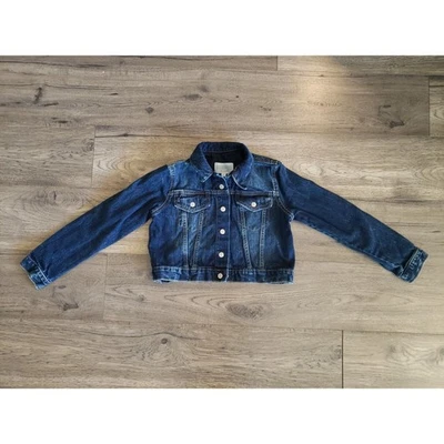Chaqueta vaquera de mezclilla para niñas con cuello azul lavado oscuro niños talla 10-12 grande Gymboree Foto 1 de 4