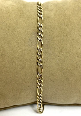 BEAUTIFUL 10K YELLOW GOLD FIGARO CHAIN BRACELET ANKLET 10.25" - Image 1 of 4