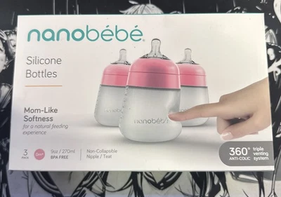 Mamadeira de silicone flexível Nanobebe, anticólica, sensação natural, sem colapso  - Imagem 1 de 4