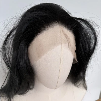 Pelucas frontales de encaje sintético resistente al calor largas lactas negras Foto 1 de 4