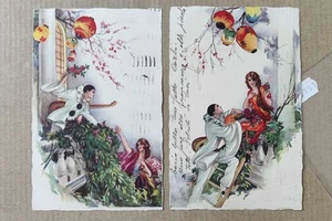 LIBERTY ART NOUVEAU PIERROT-LOTTO 2 CARTOLINE-C92-191 - Picture 1 of 1