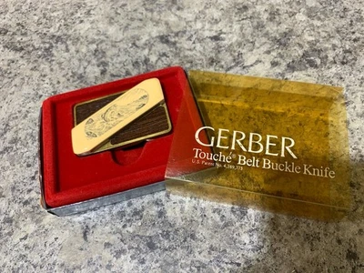 Faca Gerber 7268 Touché fivela latão/madeira incrustada truta com caixa - Imagem 1 de 4