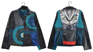 Desigual Cat Geometric Pattern Full Zip Jacket Size 46 - Picture 1 of 14