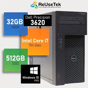 Dell Precision 3620 Desktop Tower Intel Core i7-7700K 4.20Ghz 32GB RAM 512GB SSD - Picture 1 of 17