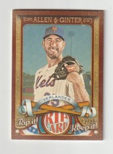 2023 Topps Allen & Ginter Justin Verlander Rip Card S/N 82/99 Is Ripped NY Mets