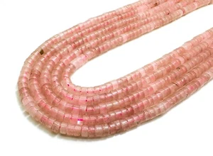 Natural Pink Rose Quartz Polished Rondelle Heishi Disc 4mm Gemstone Beads RD33 - Picture 1 of 3