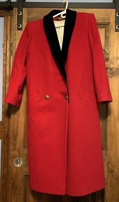 Gabardina vintage de lana niebla London para mujer 8R forrada EE. UU. roja negra rara Foto 1 de 4
