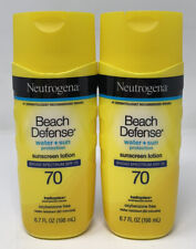 Lot Of 2 Beach Defense Sunscreen Water Resistant SPF 70 Broad Spectrum Helioplex