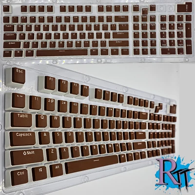 104Pcs Brown Pudding Full Size PBT Double Shot Keycaps LED Mechanical Keyboard - Image 1 of 4