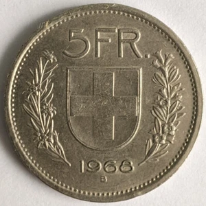 1968, B Switzerland / Helvetica 5 Fr coin - Picture 1 of 2