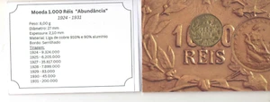 Brazil Coin 1000 Reis "Abundância" 1924-1931 in the card (004) - Picture 1 of 3