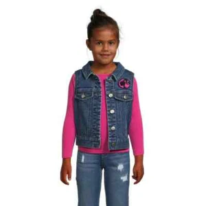 BARBIE - SIZE: XL (14-16) - Girl's Dark Wash Button-Up Denim Vest - NEW! - Picture 1 of 4