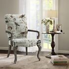 Traditional Arm Chair Shabby Chic Ivory Wood Multi Goose Neck Arms Furniture