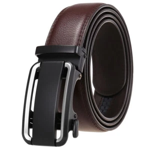 HJones Business Men's Cowhide Leather Belt Automatic Buckle Belt Waist Strap - Bild 1 von 4