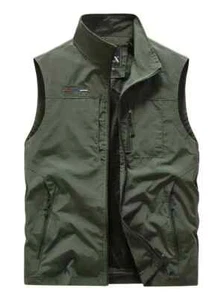 Men'S size XL Sleeveless Vest with Multiple Pockets Casual Outdoor Fishing & - Picture 1 of 8