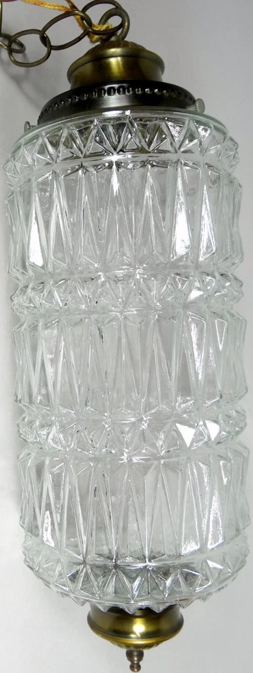 Vtg Ceiling Light Fixture Pendant Lamp Atomic Torpedo MCM Hollywood Regency 18x6 - Image 1 of 4