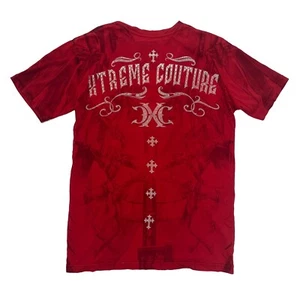 Xtreme Couture Affliction Red Tie Dye Logo T-Shirt Mens S - Picture 1 of 4
