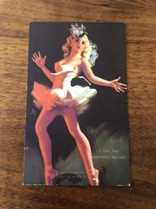 1940's Earl Moran Mutoscope B&B Pinup Blotter Card "I Get the Darndest Breaks"