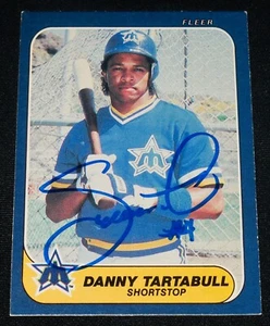 DANNY TARTABULL 1986 FLEER AUTOGRAPHED BASEBALL ROOKIE CARD (MARINERS / YANKEES) - Picture 1 of 2