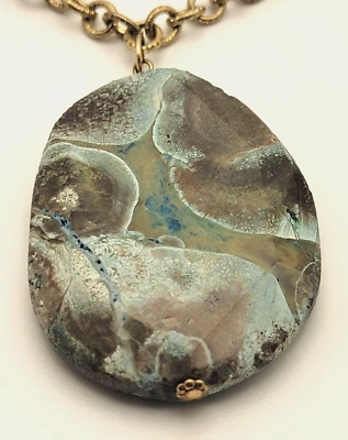Green Ocean Jasper Statement Pendant Necklace 35 In Gold-Tone Chain Oval - Image 1 of 4