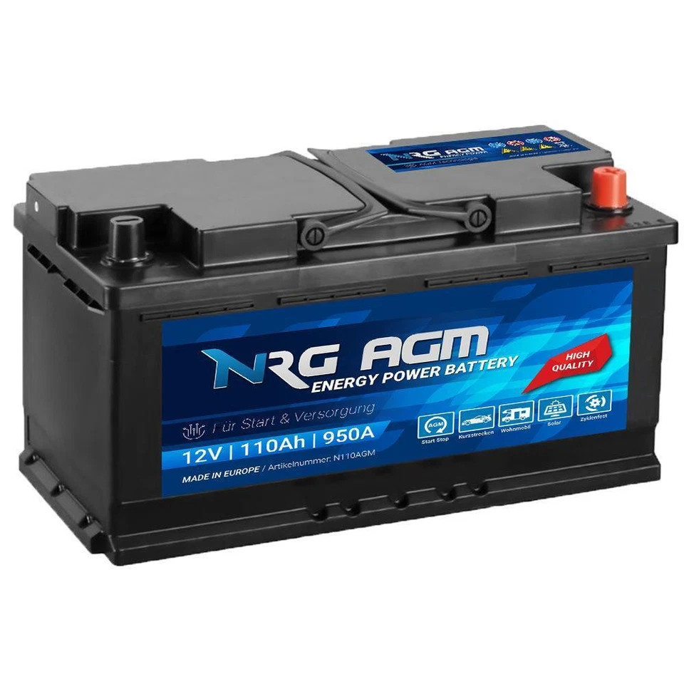 AGM Autobatterie 110AH - 950A/EN Start Stop ersetzt 105AH 120AH KFZ Batterie - Bild 1 von 1