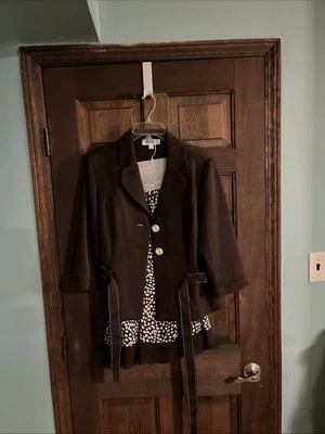 Conjunto de falda y chaqueta Studio 1 para mujer de 2 piezas talla 12 marrón con cinturón nuevo con etiquetas Foto 1 de 3