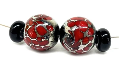 Cuentas de vidrio de murano hechas a mano con plata 999 marca Tamara Yarilo 4 piezas Foto 1 de 4