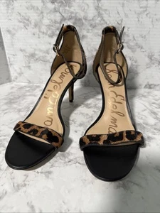 Sam Edelman Patti Open Toe Leopard Print Calf Hair High Heels Sandals Size 7.5 - Picture 1 of 24