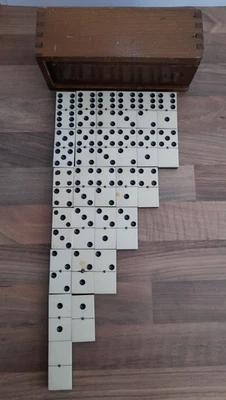 Vintage CHAD VALLEY Bakelite and Wood DOMINOES x 27 * See Description* - Image 1 of 4