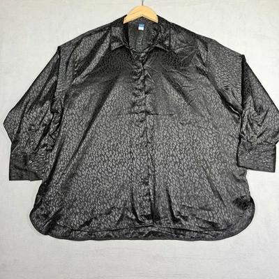 Blusa Antigua Azul Marino Mujer XXL Estampado Animal Camisa Abotonada Carrera Gótica Túnica Satén Foto 1 de 4