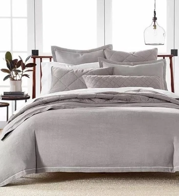 Hotel Collection Linen/Modal Blend Full/Queen Duvet Cover Grey $335 - Image 1 of 4