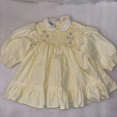 Винтажные желтые вышитые вручную флиндеры Polly для девочек 24 месяцев - Изображение 1 из 4