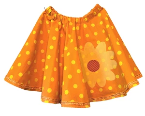 Girl's elastic waist circle skirt, handmade, size 8, orange w/ big yellow dots - Picture 1 of 3