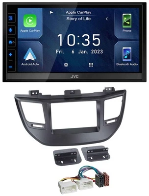 JVC DAB Bluetooth MP3 USB 2DIN Autoradio für Hyundai Tucson ab 15 schwarz - Bild 1 von 4