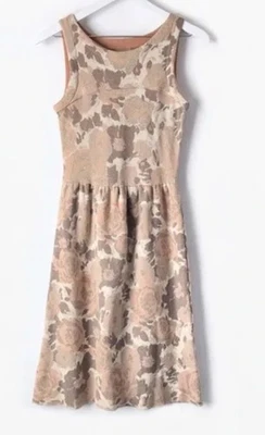 Knitted & Knotted Anthropologie Dress Size L Ivory Floral Sweater Sheath Wool - Image 1 of 4