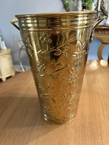 Large Brass French Bucket Planter Floral Embossed 2002 - Picture 1 of 9
