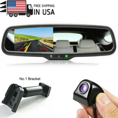 4.3''Rear View Mirror Monitor Reversing Backup Camera Kit Car For Lexus Chrysler - Image 1 of 4