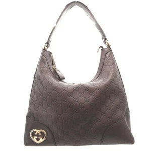 AUTHENTIC GUCCI 257070 Lovely Guccissima Shoulder Bag Brown Leather 0020 - Picture 1 of 8