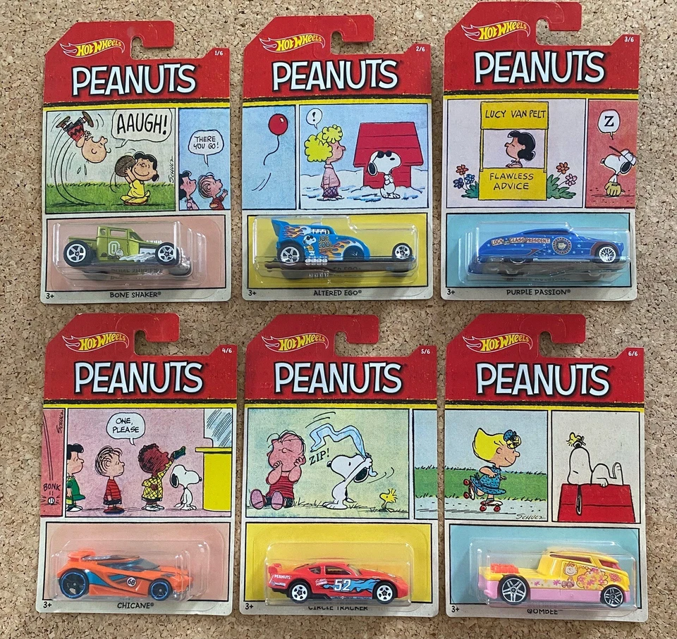 Hot Wheels Peanuts Complete Set of 6 * Snoopy * Super Fast Shipping * 25B - Image 1 of 4