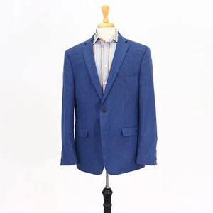 Van Heusen 46R Blue Sport Coat Blazer Jacket Solid 2B Polyester - Picture 1 of 11