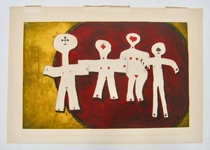 JAN FORSBERG Signed Print Vintage Poker Art Gambling Cards Matisse Style Cut-Out - Picture 1 of 10