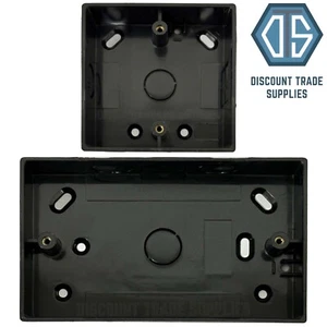 Single & Double Black Square Edge Surface Pattress Back Box 32mm Deep - Picture 1 of 4