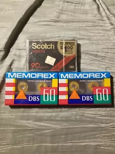 1 SCOTCH MASTER I 90 TYPE I LEERKASSETTE TAPE (NEU) & 2 MEMOREX ROHLINGE 60 MINS - Bild 1 von 4