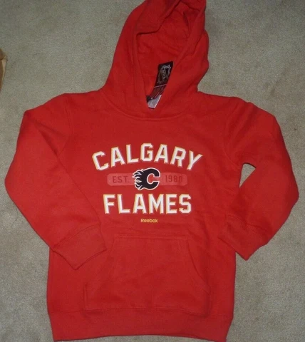 NEW NHL Calgary Flames Ice Hockey Hoodie Hooded Sweatshirt Youth Boys S Small 8 Cover